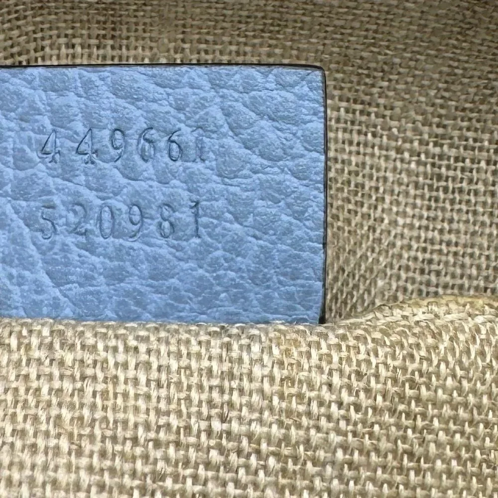 Auth Gucci Small Dollar Calfskin Dome Mineral Blue 2way GG Charm Bag Satchel - Picture 15 of 16